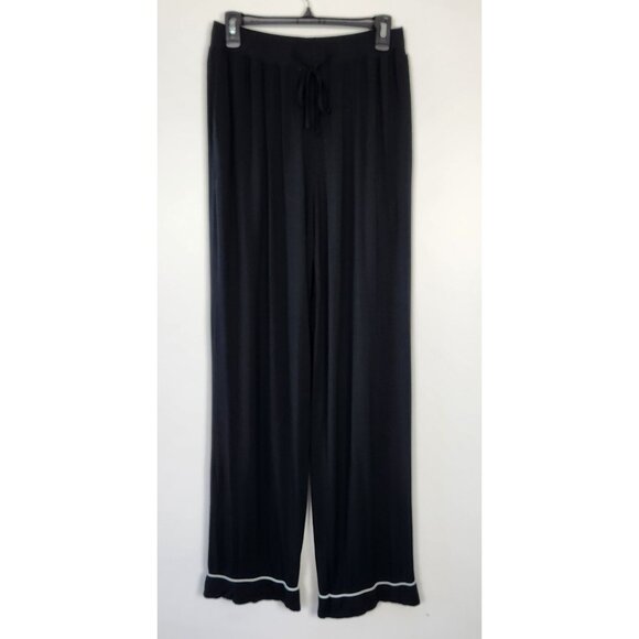 Cozy Earth Women's Black W White Trim Large Tall Bamboo Long Sleeve Pajama Set - Picture 4 of 9